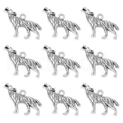 Tibetan Style Alloy Howling Wolf Pendants LF1753Y-NF-1