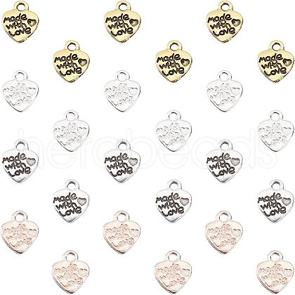 SUPERFINDINGS 320Pcs 4 Colors Ideas for Valentines Day Gifts Tibetan Style Alloy Charms FIND-FH0001-40-1