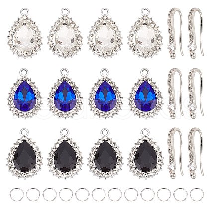 ARRICRAFT DIY Teardrop Alloy Glass Dangle Earring Making Kits DIY-AR0003-92-1