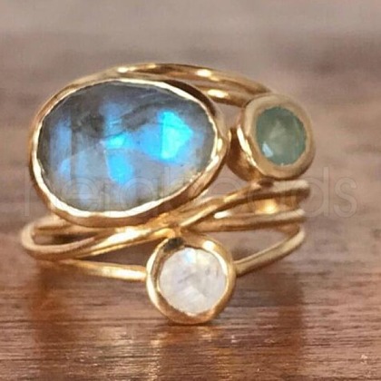 Alloy Multi-Moonstone Finger Rings for Women FS-WG1D73B-05-1