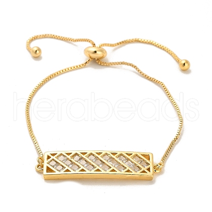 Cubic Zirconia Link Slider Bracelets BJEW-H601-01A-KCG-1