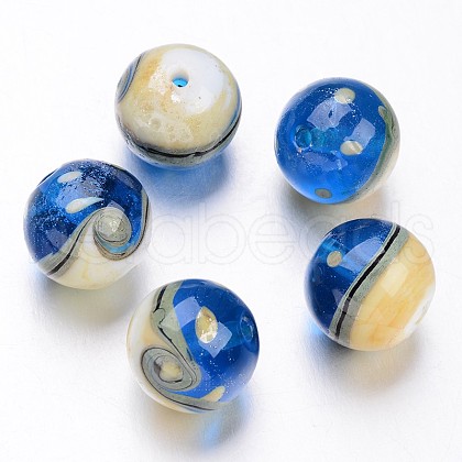 Ocean Style Round Handmade Lampwork Beads LAMP-F005-08-1