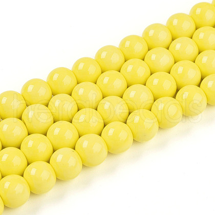 Baking Painted Opaque Glass Beads Strands GLAA-T032-P8mm-16-1