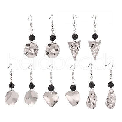 Natural Lava Rock Dangle Earrings for Women EJEW-JE05146-1