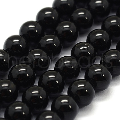 Natural Black Tourmaline Beads Strands G-G763-01-4mm-AB-1