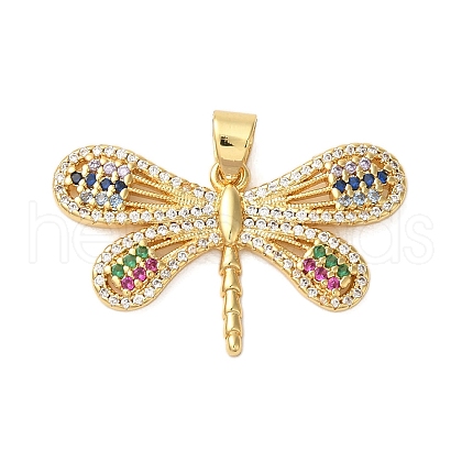 Rack Plating Brass Micro Pave Cubic Zirconia Pendants KK-P279-14G-1