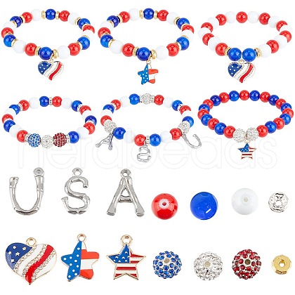 SUNNYCLUE DIY Independence Day Bracelet Making Kit DIY-SC0021-69-1