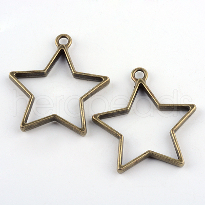 Rack Plating Alloy Star Open Back Bezel Pendants PALLOY-S047-40E-FF-1