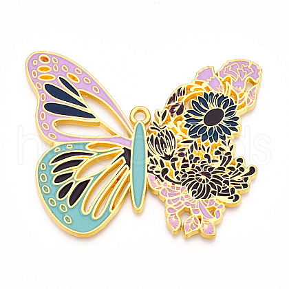 Rack Plating Alloy Enamel Big Pendants ENAM-N056-397C-G-1
