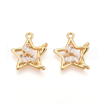 Brass Micro Pave Cubic Zirconia Pendants KK-N261-116C-G-1