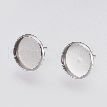Non-Tarnish 202 Stainless Steel Stud Earring Settings STAS-I088-E-02P-1