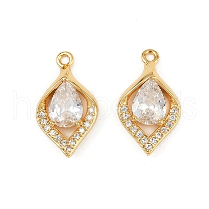Brass Micro Pave Clear Cubic Zirconia Pendants KK-B137-20G-01-1