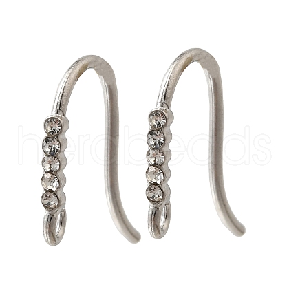 304 Stainless Steel Rhinestone Earring Hooks STAS-D310-01P-02-1