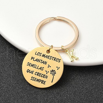 201 Stainless Steel & Brass Letter Keychain KEYC-YW00095-11-1