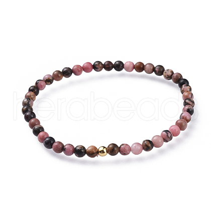 Natural Rhodonite Stretch Bracelets BJEW-JB04556-01-1