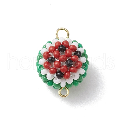 Glass Sead Beaded 3D Watermelon Connector Charms PALLOY-MZ00566-1