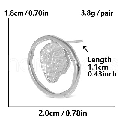 304 Stylish Stainless Steel Heart Circle Stud Earrings Unique Design Jewelry FU0868-1-1