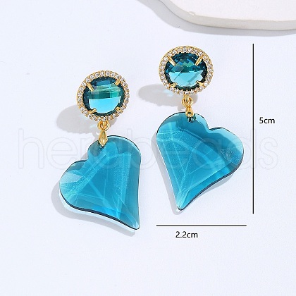 Elegant Geometric Heart Earrings with 18K Gold Plated Zircon Stones NV4973-1