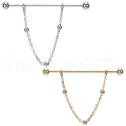 Gorgecraft 2Pcs 2 Colors Brass Hanging Chain Brooches FIND-GF0006-86-1