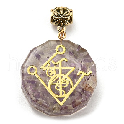 Natural Amethyst European Dangle Polygon Charms PALLOY-K012-01F-01-1