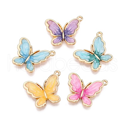 Rack Plating Alloy Enamel Pendants ENAM-N056-364KCG-1