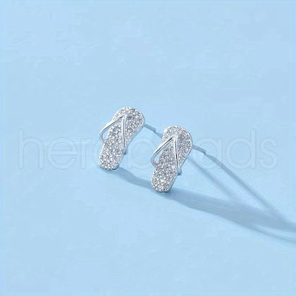 Flip Flop Alloy Crystal Rhinestone Stud Earrings FS-WGD6AB8-02-1