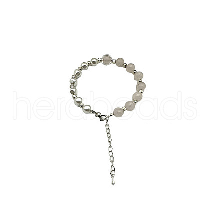 Natural Rose Quartz Round Beaded Bracelet NC1314-09-1