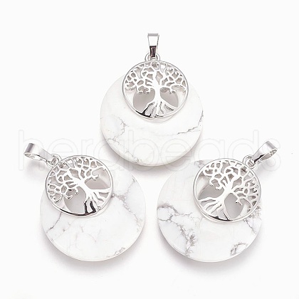 Natural Howlite Pendants G-F573-C19-1
