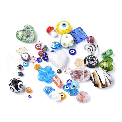 Handmade Evil Eye/Gold Sand Lampwork Beads LAMP-XCP0001-07-1