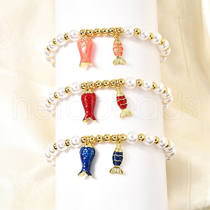 Brass Cubic Zirconia Stretch Bracelets BJEW-K278-03G-1