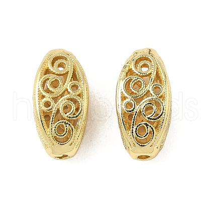 Brass Hollow Oval Beads KK-K293-53G-1