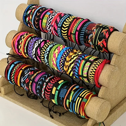 PU Leather Cord Braided Bracelets for Men Women WGFF396-05-1