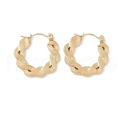 Ion Plating(IP) 304 Stainless Steel Wave Hoop Earrings for Women EJEW-I267-05G-1