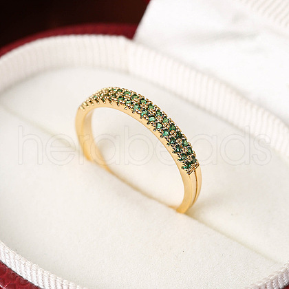 Brass Micro Pave Cubic Zirconia Finger Rings for Women FS-WG59B22-07-1
