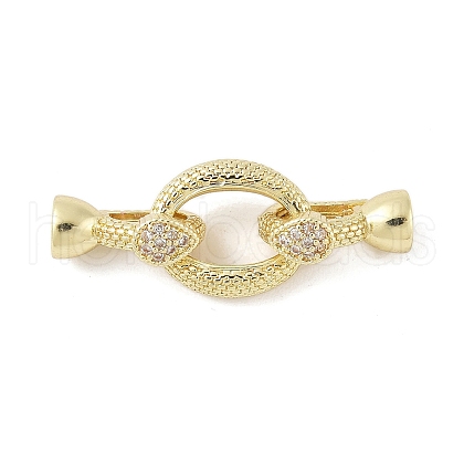 Brass Micro Pave Clear Cubic Zirconia Fold Over Clasps KK-M326-01G-1