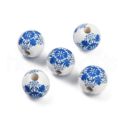 Spray Painted Wood European Beads WOOD-F017-08B-1