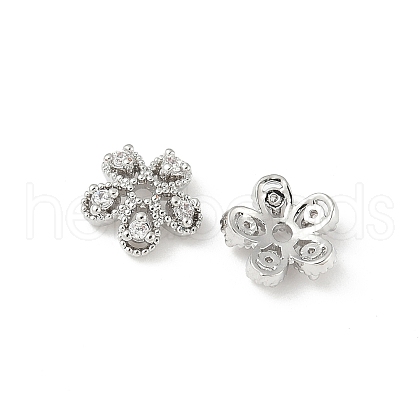 Brass Micro Pave Clear Cubic Zirconia Bead Caps KK-V015-22P-1
