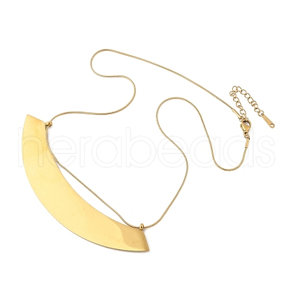 304 Stainless Steel Arch Shaped Pendant Bib Necklaces NJEW-P334-01G-1