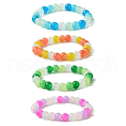 8mm Round Glass Beaded Stretch Bracelets for Women BJEW-JB10873-1