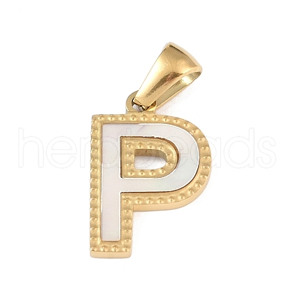 Natural White Shell Alphabet Pendants STAS-M338-02G-P-1