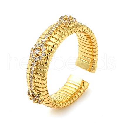 Brass Micro Pave Cubic Zirconia Cuff Rings RJEW-P102-16G-1