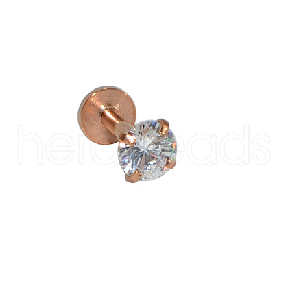 304 Stainless Steel Clear Cubic Zirconia Internally Threaded Labrets For Women Men WGF4990-16-1