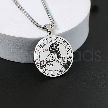 201 Stainless Steel Pendant Necklaces with Alloy Box Chain WGA45A6-05-1