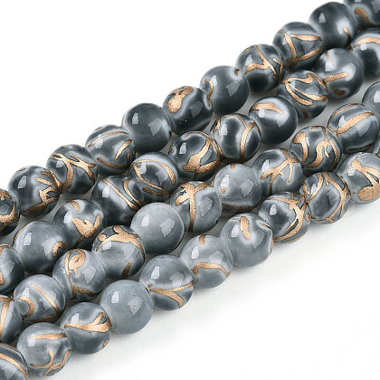 Baking Painted Glass Beads Strands DGLA-N010-6mm-09-1