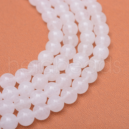 Round Natural White Jade Bead Strands X-G-R345-8mm-06-1