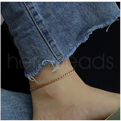 Stainless Steel Figaro Chain Anklets for Women WG21F1E-02-1