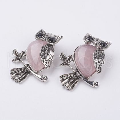 Natural Rose Quartz Pendants G-E442-01L-1