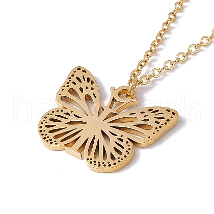 Initial Letter with Butterfly Pendant Necklace NJEW-C026-01G-I-1