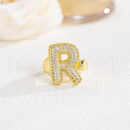 Brass Micro Pave Clear Cubic Zirconia Cuff Rings FS-WG4832E-35-1