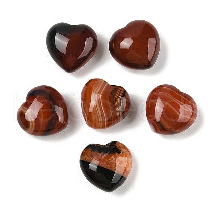 Mother's Day Gifts Natural Agate(Dyed & Heated) Heart Palm Stone G-Q021-04G-1